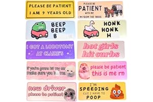 YJ PREMIUMS 10PC Funny Car Bumper Magnet Fun Magnetic Magnets Sticker Decal Prank for Cars Truck Adults Hot Girls Hit Curbs New Driver Please Be Patient Beep Honk Poop Joke Novelty Accessories Gifts