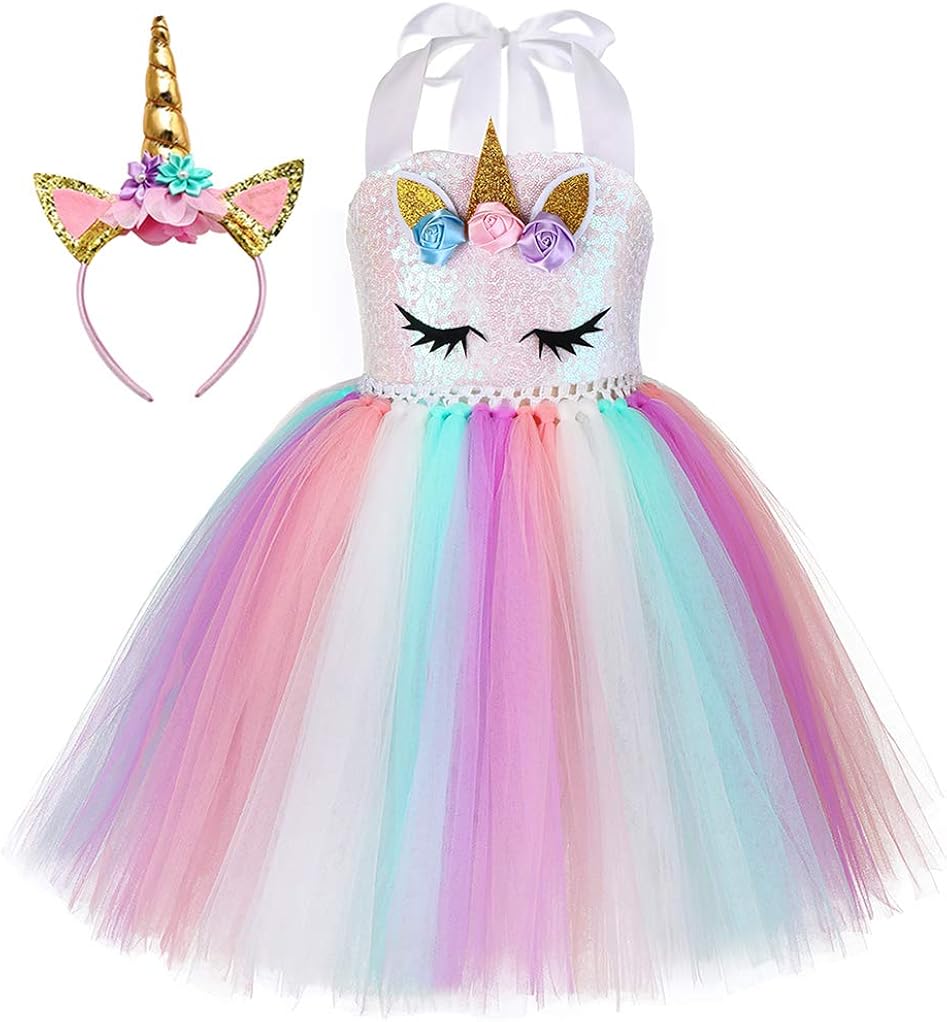 Tutu Dreams Unicorn Costume for Girls 1-12Y with Headband 4 Designs