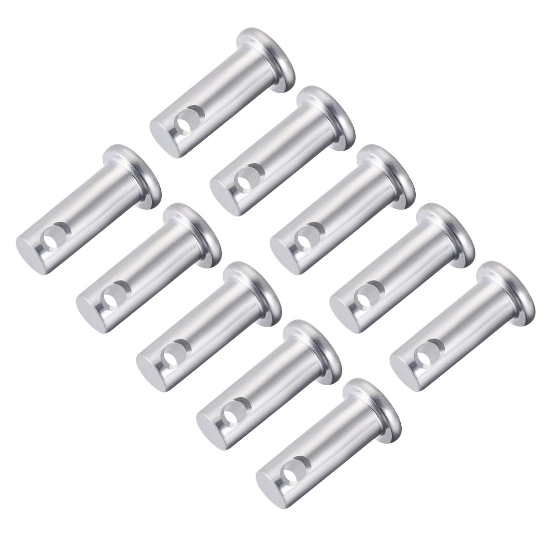 sourcing map Single Hole Clevis Pins,8mm x 20mm Flat Head Zinc-Plating Steel 10 Pcs
