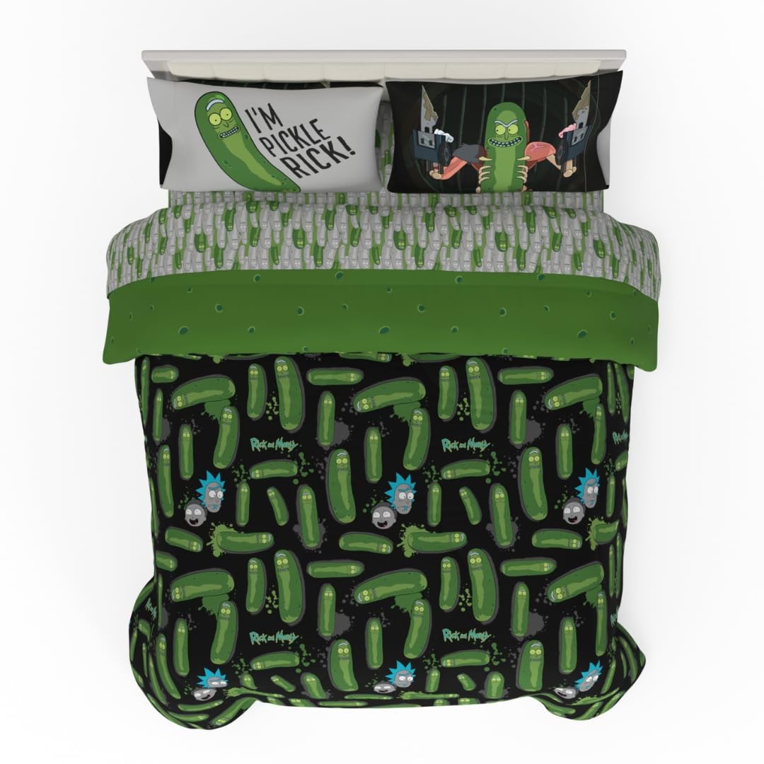 Rick & Morty Bedding 7 Piece Super Soft Cozy Reversible Comforter and Sheet Set with Sham, Full, (Officially Licensed Product) by Franco Image
