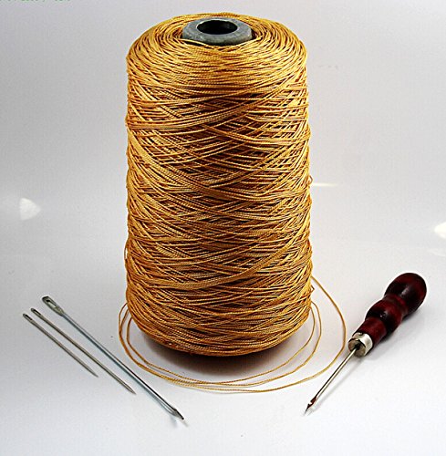 Heavy Duty Big Waxed Thread (1400 Metter,0.5mm) With Needle and Awl For Shoe Repair,binding, sewing mattresses, upholstery in the car,sack gunny bag package,or Fishing Net ,ect.
