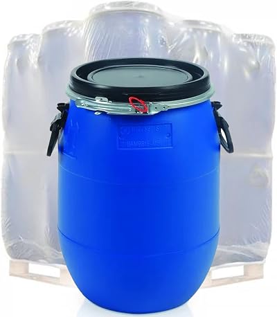 Pluto Packaging 60L Blue Open Top Barrel with Lid Food Grade UN Approved