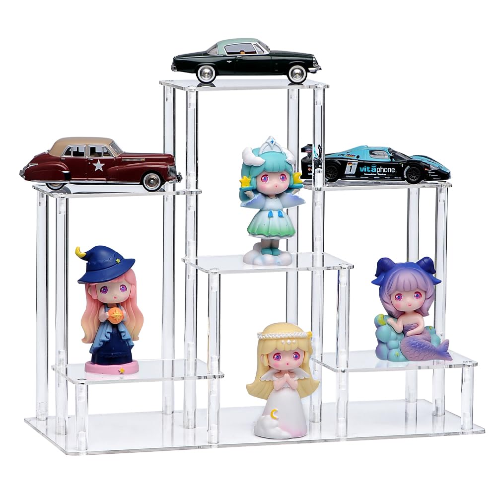 Figure Stand Rocks NyTfxkeJ 6 Tier Clear Action Figures Display Risers Stand Shelf ...