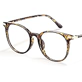 Gaoye Blue Light Blocking Glasses, Retro Round Eyewear Frame Anti Eyestrain Computer Glasses for Women Men (Tea Leopard/Transparent Lens)