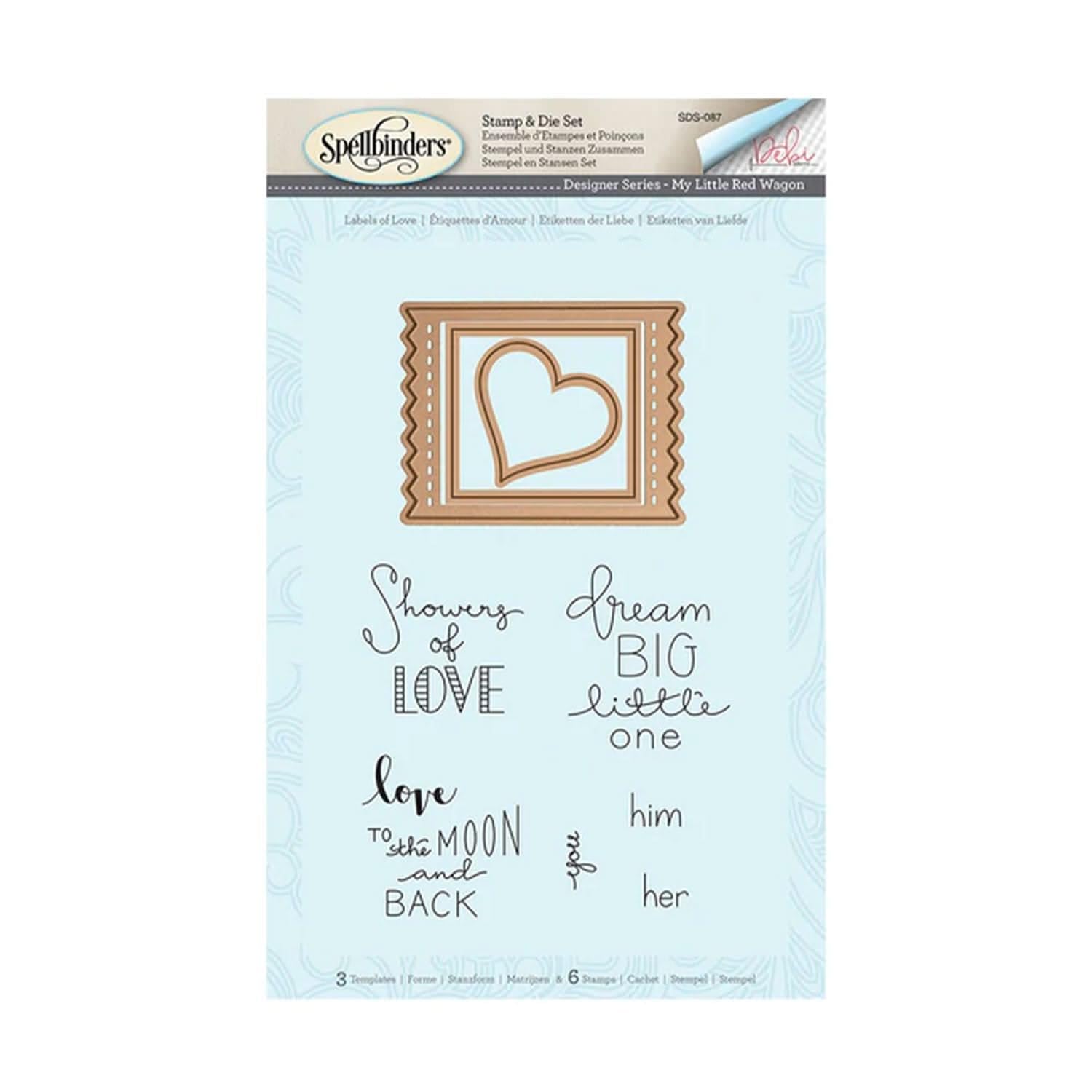 Spellbinders Labels of Love Stamp and Die Set, Metal, Multi-Colour, 23.9 x 15.4 x 0.5 cm