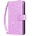Dailylux S8 Plus Case,Galaxy S8 Plus Case,Galaxy S8 Plus Wallet Case,Glitter Luxury Bling PU Leather TPU Inner Shell Flip Case 9 Card Slots Cover for S8 Plus 6.2 inch-Glitter Purple