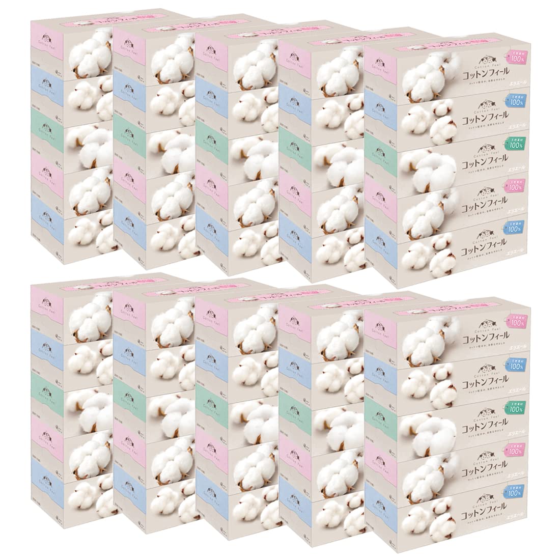 エリエール ティッシュ コットンフィール 150組×50箱(5箱×10パック) パルプ100% 【ケース販売】商品画像
