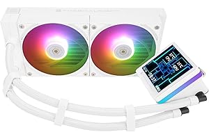 Thermalright Grand Vision 240 ARGB Black CPU Water Cooler,Double PWM Fans Water Cooling System,IPS LCD Screen with 480x480 Re