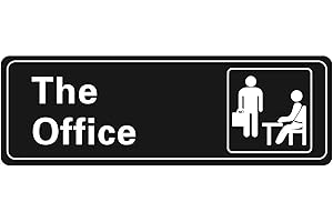 Nakimo The Office Sign Self-Adhesive Sign 9 X 3 Inch Door or Wall Sign Name Plate Acrylic (Black and White)