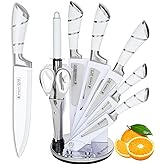 Kitchen Knife Set, 9Pcs Knife Set with Acrylic Block, Ergonomical Handle,Non Stick Sharp Stainless Steel Chef Knife Block Set for Cutting Slicing Dicing Chopping