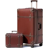 Amazon.com | NZBZ Vintage Luggage Sets for Women, PU Leather