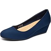 Trary Women's Wedges Heels for Women Pumps Round Toe Mid Heels Comfortable Closed Toe Dressy Shoes Women Pumps Wedge Shoes for Wedding Work Office Party 1.8 Inches