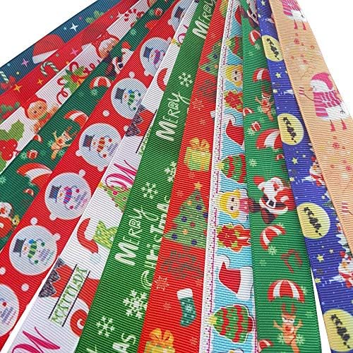 Dandan DIY Assorted of 12 Yards Christmas Grosgrain Ribbon Craft DIY Gift Packing Hair Bow Accessory (Christmas Lots)