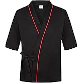 Sushi Chef Coat Unisex 3/4 Sleeve Japanese Chef Kimono Restaurant Uniform for Men and Women
