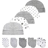 Kiddiezoom Newborn Baby Cap and Mitten Bundle Baby Hats and Mittens Baby Gloves Sets