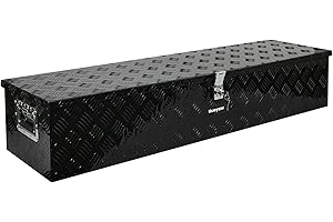 HUAYAW Aluminum Truck Tool Box, Heavy Duty Waterproof Truck Storage Organizer, Pickup Truck Bed RV Trailer with Side Handle, Lock and Keys (Black, 49-INCH)