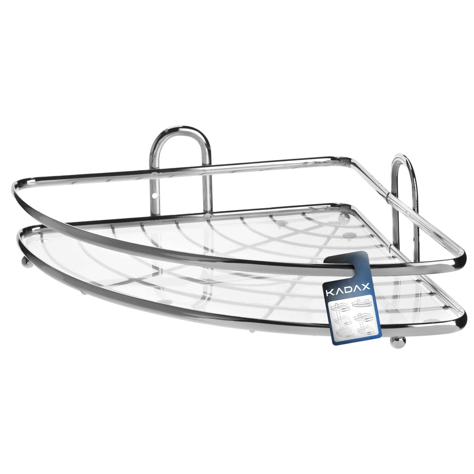 KADAX Corner Shelf, Steel Shower Organiser, Bathroom Wall Storage for Toiletries, Durable Shower Caddy, Bathroom Wire Rack (Silver)
