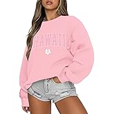 Pairxily Oversized Graphic Sweatshirt for Women Preppy Hawaii Sweatshirts for Teen Girls Beach Long Sleeve Shirts Pullover