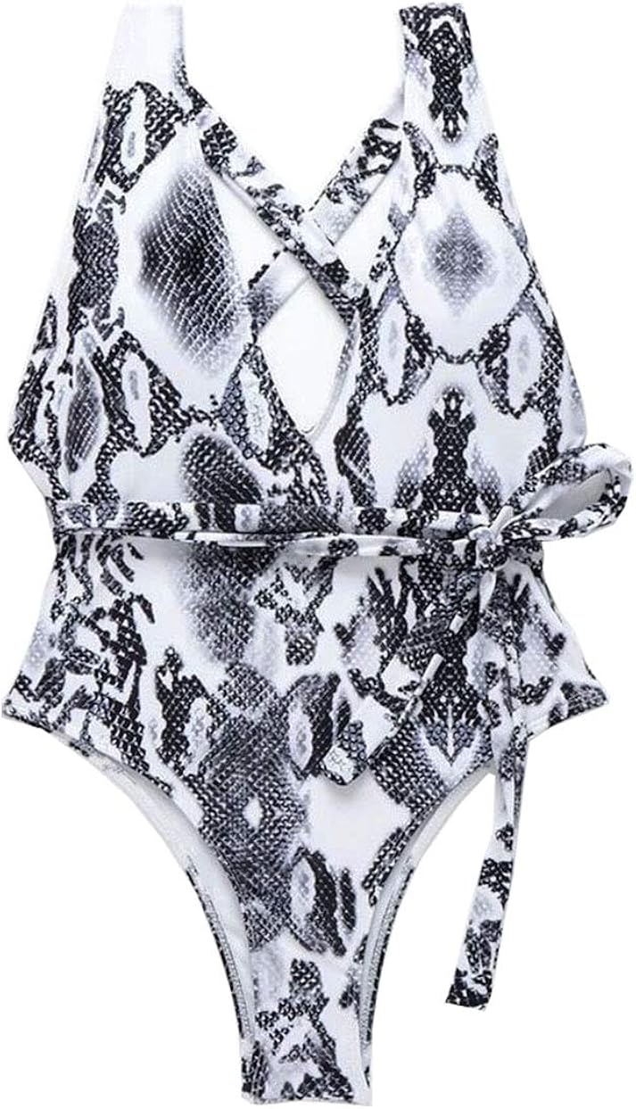 snakeskin cut out swimsuit