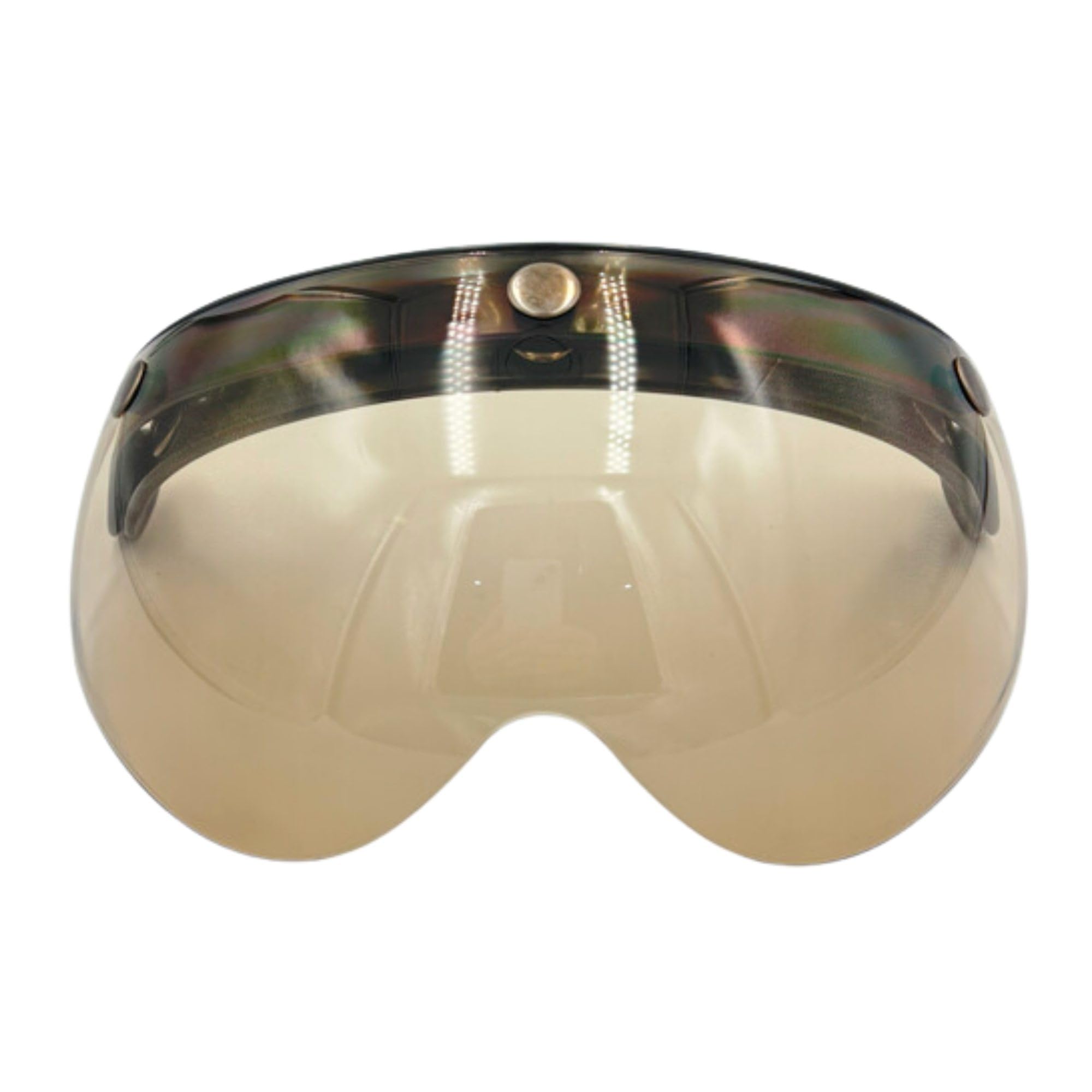 Photo 1 of (1PCS) 3-Snap Removable Motorcycle Helmet Visor/Shied with Flip-Up Tinted Bubble Lens | Universal, Retro, Windproof & Anti-Fog Mini Sun Shield Replacement for Half-Face Helmets (Brown)