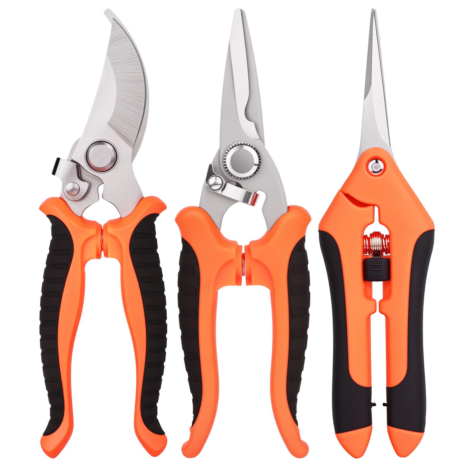 View 1 of (MISSING ONE) ACHRWFQ 3 pcs garden shears Stainless steel Gardening scissors Pruning shears for gardening For pruning scissors flowers fruit trees