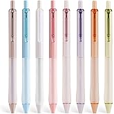 WRITECH Gel Ink Retractable Pens: Black Ink 0.7mm medium Fine Point Pen Set, Extra Smooth Tip No Bleed Smear Smudge Refillable Clickable Pens Bulk for Writing Journaling Multicolor 8ct