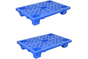 SIQEEBAU 2 Pcs Plastic Pallets, Safety Storage Lightweight Nestable Spliceable Blue Polyethylene Pallets, Moisture-Proof Floor Pallet for Indoor Outdoor Storage, Garage and Warehouse(19.7" x 11.8" x 3.9")