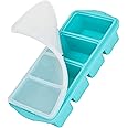 Silicone Freezing Tray with Lid, Large Ice Cube Tray Non-stick Soup Freezer Container with 4 Compartments for Storing and Freezing Soups, Broths, Sauces and Liquid Diets, Oven and Dishwasher Safe…