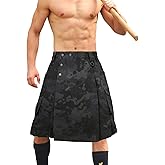 TRGPSG Pleated Utility Kilt for Men - Camo Scottish Tactical 23" Irish Highland Hybrid Kilt with Multi Pockets