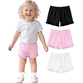 ZUEMET 3 Pack Baby Girls Ruffle Shorts Toddler Cotton Dance Shorts Soft Summer Clothes Size 18M-5T