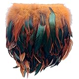 Sowder Rooster Hackle Feather Fringe Trim 5-7" in Width Pack of 5 Yards(Orange)
