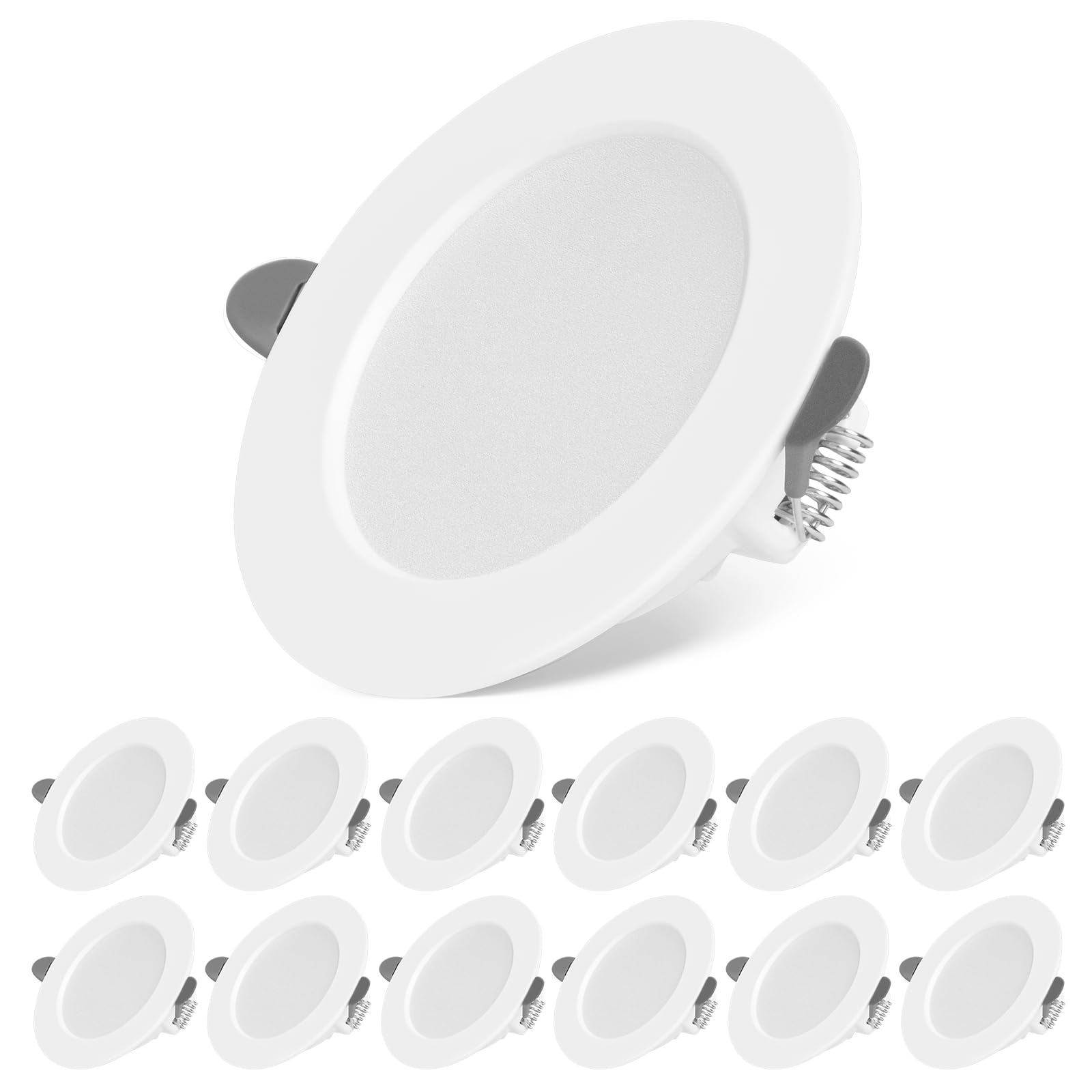 KEJIYILT Pack of 12 LED Recessed Spotlight Extra Flat AC175-265V Flat Round Ceiling Light 7W 700LM Equivalent 70W Incandescent Lamp Cool White 6000K Spotlights for Bathroom Living Room