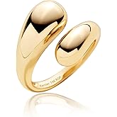 Kainier 14K Gold Chunky Rings for Women14K Gold Plated Dainty Radial Rings High Polish Statement Band Classic Double Twisted Ring Comfort Fit Size 5 to 10