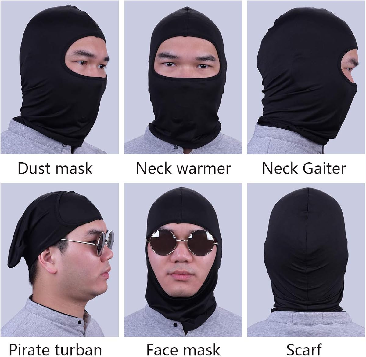 Black Balaclava, Full Face Mask Neck Gaiter, Tactical Scarf Mouth Cover, Summer Cooling UV Protector, Neck Warmer Headband Winter Windproof for Outdoor Sports for Men/Women at  Men’s Clothing store