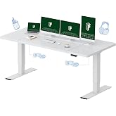 FLEXISPOT 79"x32" Large Dual Motor Electric Standing Desk, White - 198 LBS Heavy-Duty Capacity, Ideal for Home Office, Creative Studio, or Multi-Monitor Setup