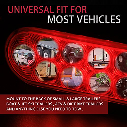 image for Wellmax 6 inch Oval Trailer Tail Lights, 2PC Red Oval Taillights Kit w