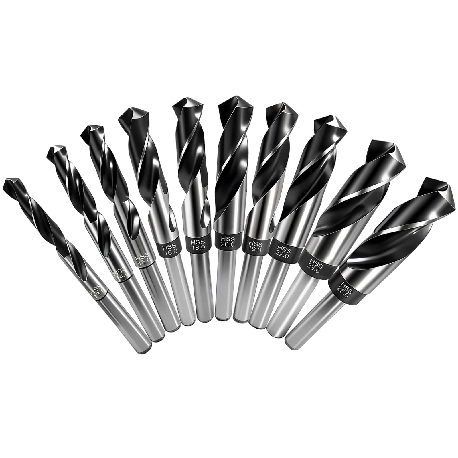 NORTOOLS Blacksmith Drill Bit,10-Piece Heavy-Duty Drill Bit Set, 1/2" Straight Shank HSS Twist Drills (13-25mm) - For Iron, Steel, Stainless Steel, Wood & More