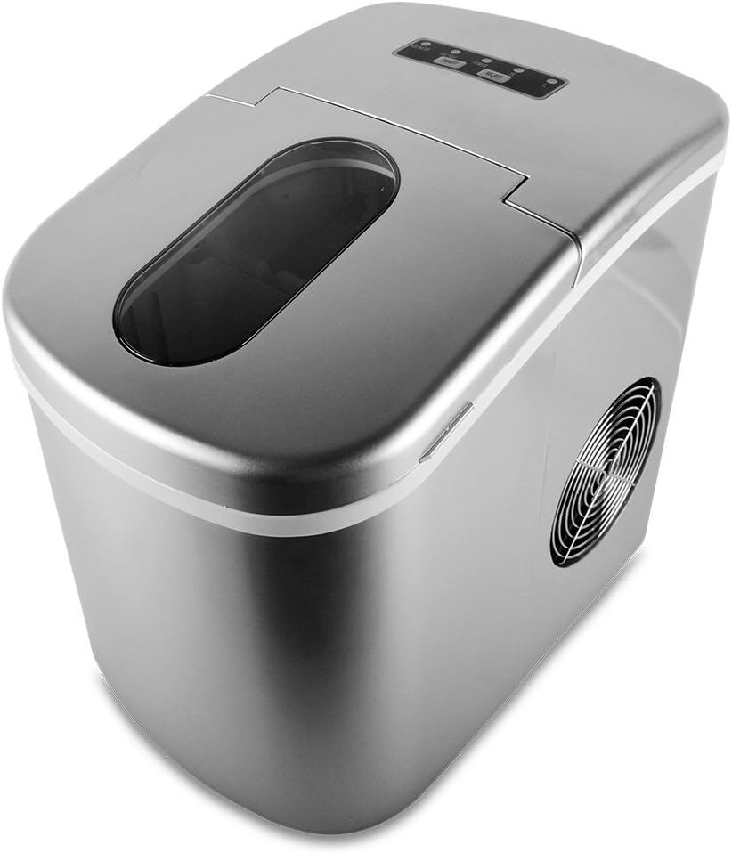 Newlifeelectronic Ice Maker Machine - Portable - Countertop Ice Maker - Produces 26 lbs of Ice Per 24 Hours - High Efficiency Ice Maker (Silver)
