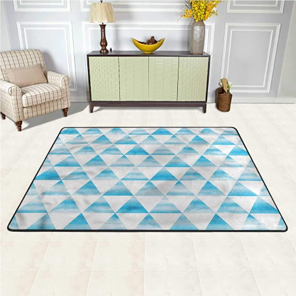 Carpet Modern, Triangles Diamonds Geometry Traditional Bright Area Rug Non Slip Rubber Backing 4 x 4 Feet