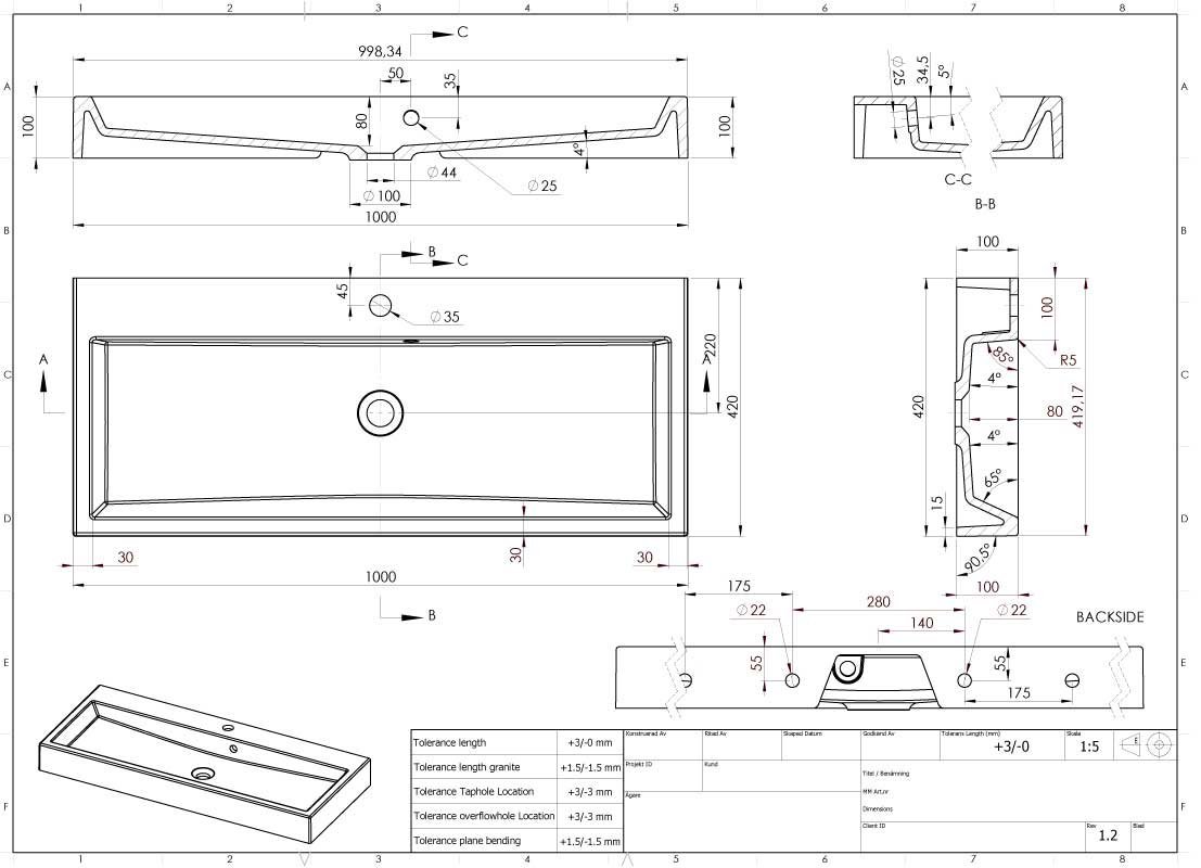 Design Waschbecken Waschtisch 100cm Zur Wandmontage Oder Als