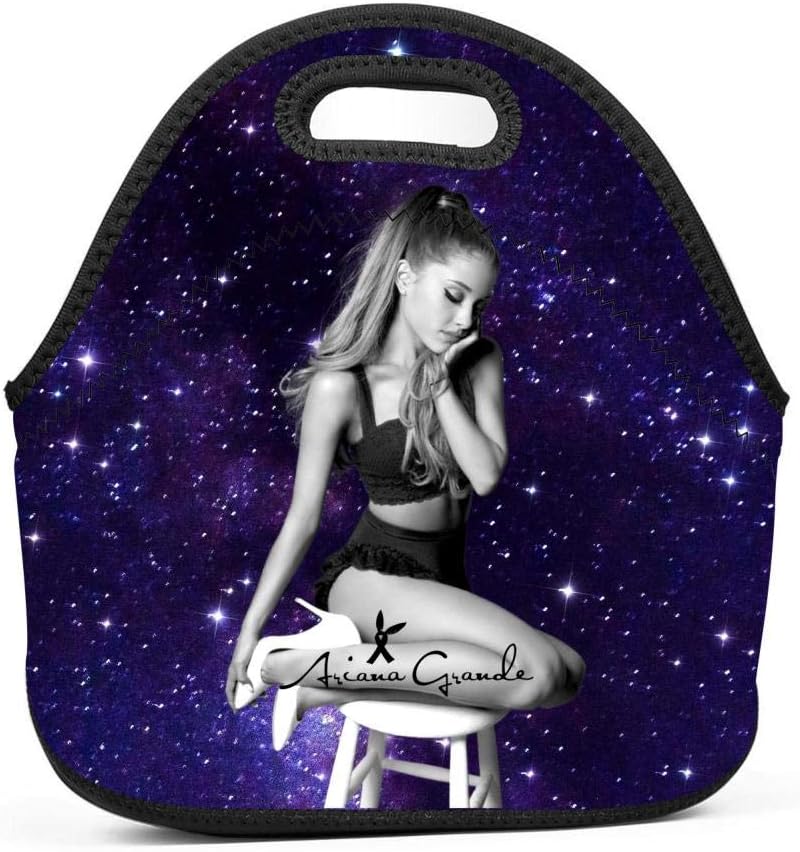 Neoprene Lunch Bag - Removable Shoulder Strap-Large Size Reusable Lunch Handbag, Ariana My Everything Grande Tote Waterproof Travel Picnic Carry Case Lunchbox with Zipper for Womens Mens Boys Girls