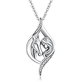 TRISHULA Horse Necklace 925 Sterling Silver Infinity Pendant Necklace Jewelry Christmas Valentine Mothers Day Birthday Gifts for Women Her Mom Daughter