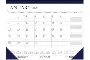 2024 House of Doolittle 22-inch x 17-inch Monthly Desk Pad Calendar, White/Blue (164-24)
