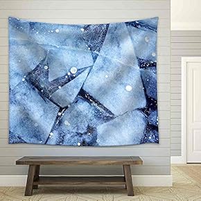 Texture of Ice of Baikal Lake in Siberia - Fabric Wall Tapestry Home Decor - 51x60 inches
