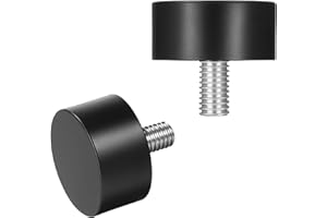 Ezymivs End Cap Replacement Finials, Screw on Curtain Rod End Caps, Black Drapery Round Curtain Rod Finials for 6mm Curtains Rods, Pack of 2