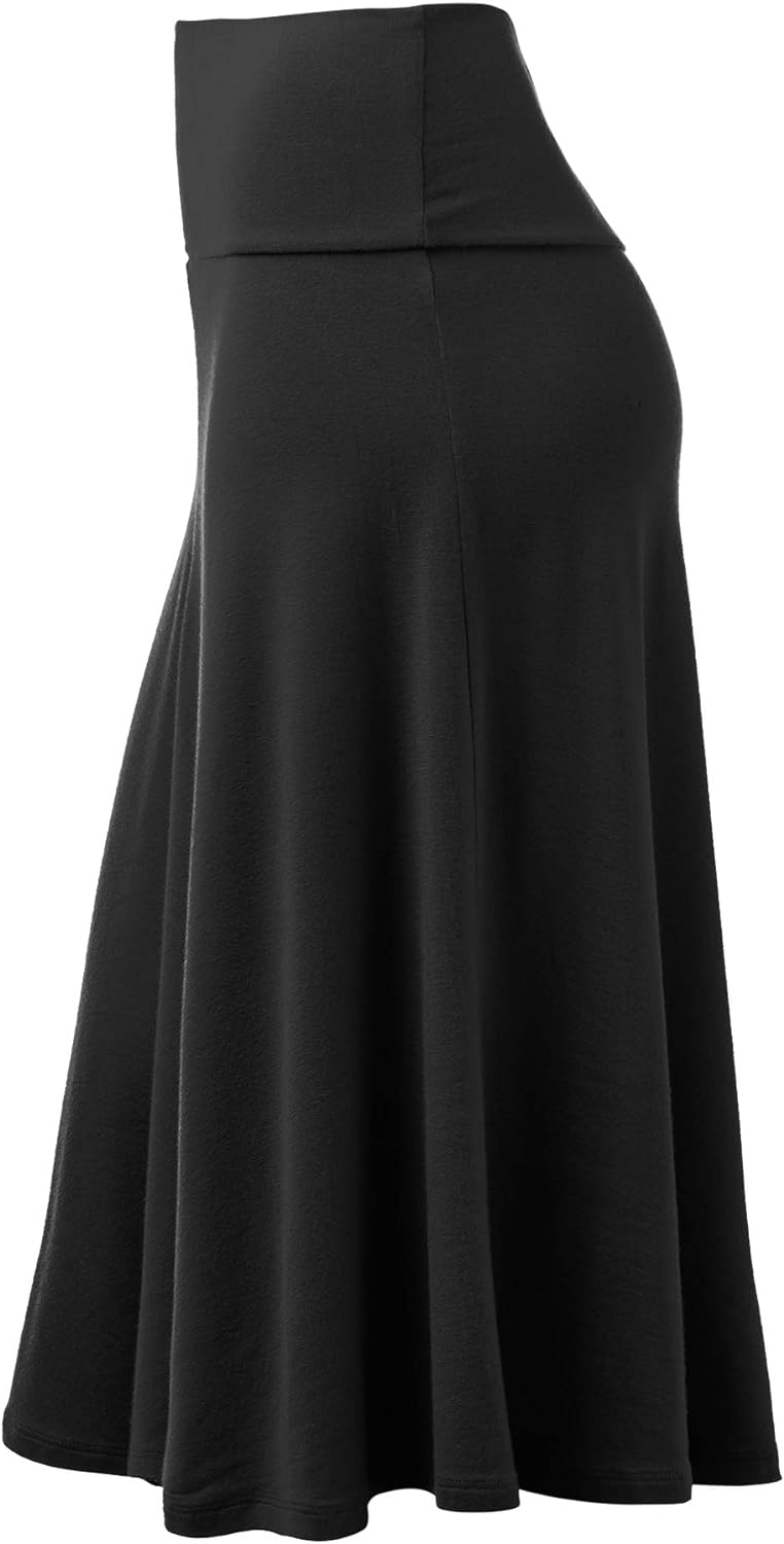 Lock and Love Women's Solid Ombre Lightweight Flare Midi Pull On Closure Skirt S-XXXL Plus Size at  Women’s Clothing store
