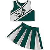 Qiylii Toddler Baby Girl Cheerleader Outfit V-Neck Crop Top Vest Ruffle Pleated Mini Skirt 2PC Gameday Cheer Uniform for Girl