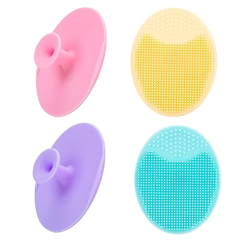 4 Pack Silicone Face Scrubber – Gentle Exfoliating Facial Cleansing Brush for Blackhead, Acne & Pore Cleaning – Reusable Face Wash Brush for Deep Skin Care, Cradle Cap, Men & Women