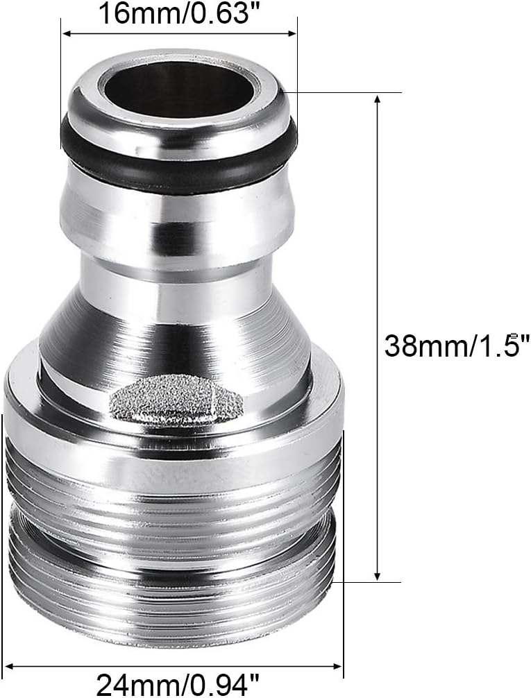 sourcing map Garden Hose Quick Connect Nickel-plated Water Hose Fitting Connectors M24 Male Threaded Adapter 2pcs - Image 3
