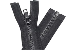 YaHoGa 2PCS #5 28 Inch Separating Jacket Zippers for Sewing Coats Jacket Zipper Black Molded Plastic Zippers Bulk (28" 2pc)